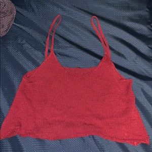 Red knitted crop tank